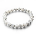 Natural white howlite stone bead bracelet with gray marble texture on white background - White Turquoise Texture Style (2)