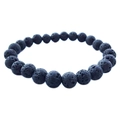 Natural black volcanic lava stone beaded bracelet with porous texture on white background - Black Lava Stone Style (4)