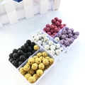 Multi-colored natural lava rock stone beads set in clear 6-grid plastic organizer box - 40 Beads Per Color / Set 3