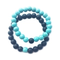 Set di due braccialetti di perline in agata nera opaca e turchese bluastro - Stile Duo Nero Opaco Turcheσε (18)