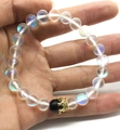 Elastic crown bracelet set with frosted colorful stones and gold micro-pave crown charm - Phantom Frosted Crown Style (6)