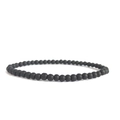 Macro detail of a 4mm matte black stone bead bracelet with a minimalist elastic cord design - Frosted Black Stone