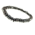 Polished charcoal gray hematite magnetic stretch bracelet with cylindrical beads - Cylinder and Flat Disc Mix (No. 4)