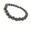 Minimalist dark gray hematite bead elastic bracelet with metallic mirror finish - Spherical Beads (No. 3)
