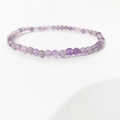 Single strand 4mm purple amethyst bead energy bracelet with elastic stretch - Purple Crystal