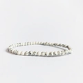 Minimalist 4mm white turquoise beaded stretch bracelet with natural black veins - Howlite