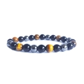 10mm triple protection bracelet featuring tiger eye, obsidian and hematite beads - 8mm