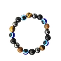 Tiger eye and blue evil eye beaded bracelet with 10mm stones for men and women - Evil Eye 10mm