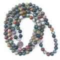 Multi-color Indian Agate 108 beads wrap bracelet with silver lotus flower pendant - Lotus Style (Indian Agate)