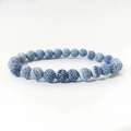 8mm blue dragon vein agate beaded yoga bracelet with round natural stone texture - Black Weathered Stone