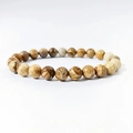 8mm natural map stone and turquoise beaded yoga bracelet with earthy textures - Jasper