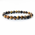 Macro view of 8mm tiger eye stone beads showing natural golden brown texture and luster - Yellow Tiger Eye