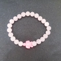 Pink beaded tortoise bracelet with translucent round gemstones for women and girls - Pink Turtle