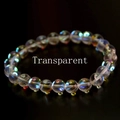 Bracelet en perles de cristal arc-en-ciel avec reflets de pierre de lune irisée - Blanc Brillant