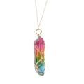 Collana albero della vita in cristallo arcobaleno con filo dorato su sfondo bianco - Oro