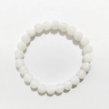 Macro detail of 8mm white cracked agate beads with natural ice texture on elastic bracelet - 8mm / White Weathered Agate