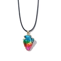 Rainbow crystal arrow pendant necklace with gold trim on a minimalist black cord - With Leather Cord / Rainbow