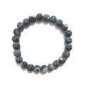 Macro shot of 8mm matte natural stone beads with detailed grey crackle patterns on bracelet - 8mm / Black Weathered Agate