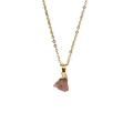 Détail du pendentif en pierre naturelle rose avec chaîne en acier inoxydable doré - Chaîne Fine Dorée / Quartz Fraise (Or)