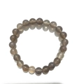Macro detail of 8mm natural weathering agate beads on an elastic stone bracelet - 8mm / Grey Agate