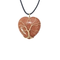 Detailed view of handmade gold wire tree of life wrapped on a brown sandstone heart pendant - Gold Sandstone Style / 30x36mm