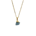 Ketting met onregelmatige natuurstenen hanger en gouden roestvrijstalen schakels - Gouden Fijne Ketting / Aquamarijn (Goud)