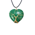 Handmade gold wire-wrapped heart malachite tree of life pendant necklace with black cord - Malachite Style / 30x36mm