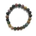 Detailed macro view of 8mm multi-color natural stone beads with unique mineral textures - 8mm / India Agate