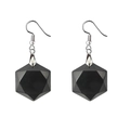Boucles d'oreilles étoile en pierre naturelle avec perles noires et crochets argentés - Obsidienne