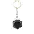 Handmade hexagram crystal stone keychain with black geometric energy pendant for bags - Obsidian
