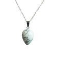 Minimalist white howlite water drop pendant necklace with silver chain on white background - Howlite