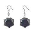 Boucles d'oreilles pendantes en grès bleu naturel avec crochet en argent - Grès bleu