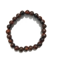 Macro view of 8mm red tiger eye stone beads showing silk luster and natural textures - 8mm / Red Tiger Eye