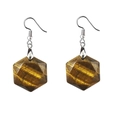 Boucles d'oreilles hexagramme en cristal oeil de tigre naturel avec crochets - Œil de tigre