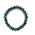 Natural 8mm Blue Tiger Eye stone bead bracelet with silk luster on a white background - 8mm / Lake Blue Tiger Eye