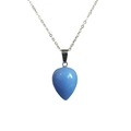 Close-up of a light blue water drop pendant necklace with a fine silver chain - Blue Agate