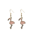 Detail of flamingo drop earrings in pink enamel finish with golden metal hooks - Pink Flamingo (4)