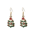 Detail of Christmas tree drop earrings with green enamel and gold-plated hooks - Green Snow Christmas Tree (1)