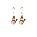 Cute Christmas snowman drop earrings with red hat and green broom in gold finish - Red Snowman (12)