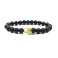 Mattschwarzes Perlenarmband mit gelbem Stein und Goldkrone für Paare geeignet - Schwarz Und Gelb Kombination
