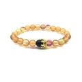 Frosted Aurora Perlenarmband mit goldener Krone und matter schwarzer Akzentperle - Kaffee Einzelner Stil