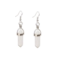 Bohemian style white hexagonal crystal column earrings with silver hooks for women - White Crystal