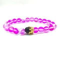 Magenta Perlenarmband mit goldener Krone und glitzernden Strasssteinen für Damen - Fuchsia Einzelner Stil
