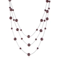 Three-layer brown beaded necklace featuring elegant faux pearls on thin black cords - Dark Coffee