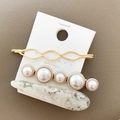 Détail de trois barrettes à perles et texture marbre sur carte de présentation - Ensemble Texture Gris Blanc (WFJ021-Blanc)