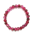 Fuchsia pink natural crystal bead bracelet 8mm featuring semi-transparent polished stones - 8mm / Rose Red Crackle Stone