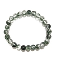 8mm natural green crystal quartz beaded bracelet with polished round gemstone beads - 8mm / Faux Green Phantom Crackle