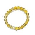 Handmade 8mm yellow natural stone bead bracelet with polished texture and elastic cord - 8mm / Yellow Crackle Stone