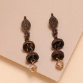 Orecchini pendenti jhumka vintage stile boho con cristallo color ambra - Caffè Oro Antico (WEH301)