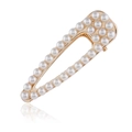 Pince à cheveux triangle dorée élégante ornée de perles blanches pour femme - Grand Style Triangulaire (WFJ078)